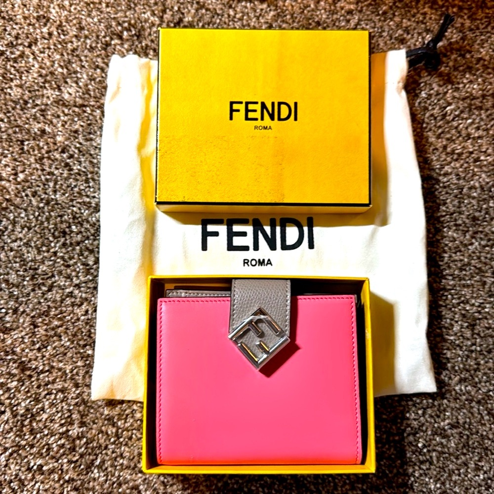 Fendi Peekaboo Micro Wallet /  Style 8M0395 / Pink/Taupe /
BNIB